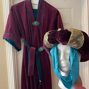 Purple Turquoise Renaissance Genie Velvet Gorgeous Theater Costume Headdress